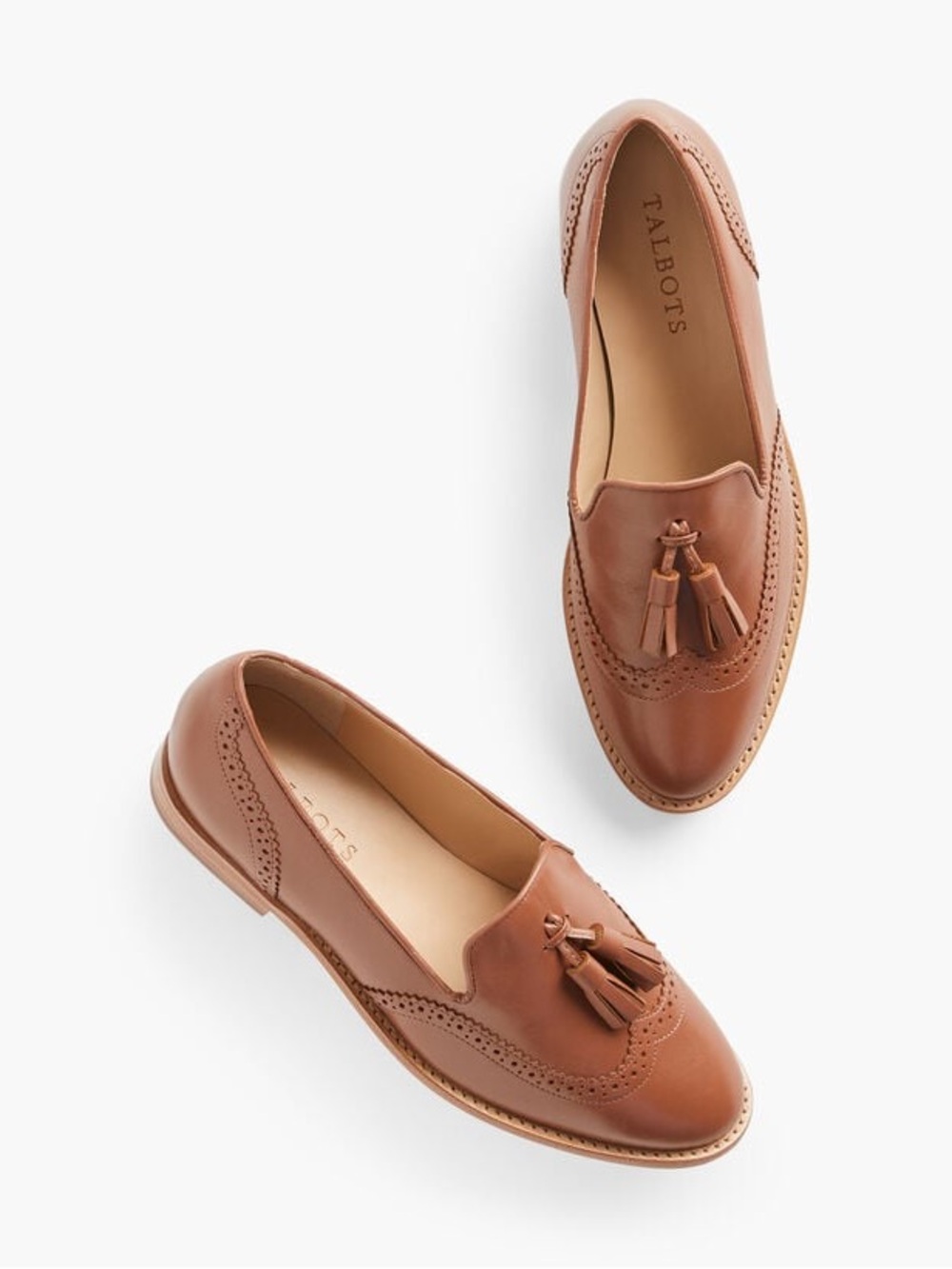 Talbots LEIGHTON BROGUE NAPPA TASSLED LOAFERS Shoes 7.5M